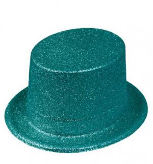 Chapeau haut de forme paillettes turquoise