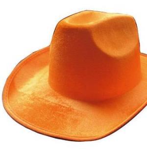 Chapeau cowboy orange fluo