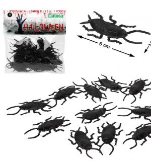 Sachet de 12 cafards plats en caoutchouc