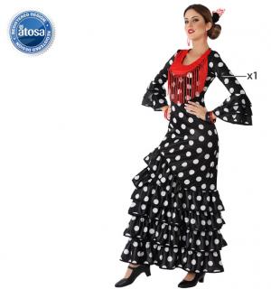 Robe espagnole noire pois blancs taille XL