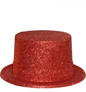 Chapeau haut de forme paillettes rouge