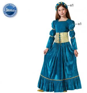 Reine médiévale bleue velours taille 5/6 ans