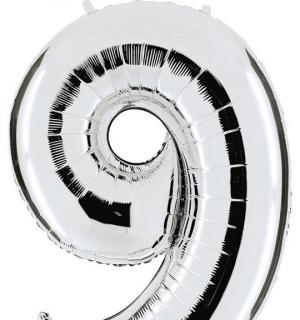 Ballon géant argent chiffre 9 en mylar