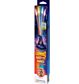 Boite de 4 baguettes magiques pyrotechniques Lumos 4 couleurs 50 secondes