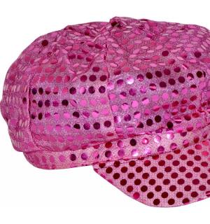 Casquette à paillettes rose