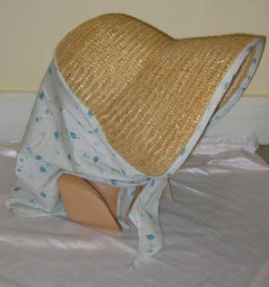 Coiffe femme paille+tissus